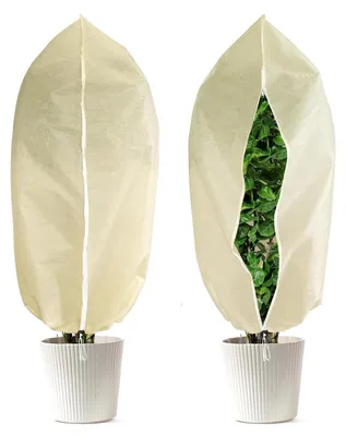 Imagen del producto de Protección para plantas de invierno con cordón, 80 x 120 cm, 2 unidades, ideal para proteger plantas de jardín