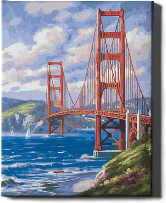 Produktbild von Oh Art! – Malen nach Zahlen Set – 40x50cm, mit Holzrahmen und Pinseln "Brücke in Kalifornien" DIY