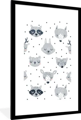 Produktbild von MuchoWow® MuchoWow® Gerahmtes Poster Tiere - Design - Kinder - Jungen - Mädchen - Baby 60x90 cm - Poster mit zchwarzem Bilderrahmen - Dekoration - Wandposter Wohnzimmer - Hochwertig
