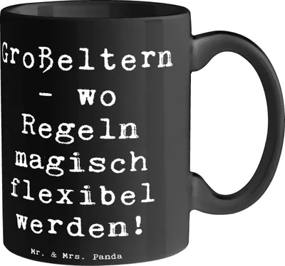 Produktbild von Mr. & Mrs. Panda Keramiktasse Spruch Großeltern Magie - Schwarz - Geschenk, Weisheit, Verwandte, Enkelkinder, kaffeetasse keramik, Familie, Tasse, Flexibilität, Becher