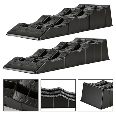 Produktbild von Ikodm 2x Auffahrkeile Wohnmobil Stufenkeil schwarz Keil Auffahr Stufen Wohnwagen Ramp Rampe