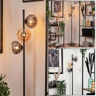Produktbild von Garaguso Stehlampe aus Metall/Glas in Schwarz/Rauch/Klar/Bernstein