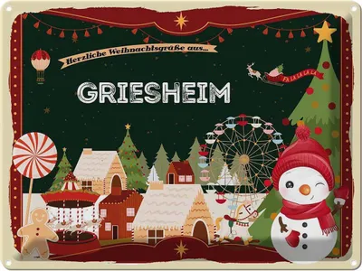 Produktbild von vianmo Blechschild 30x40 cm Weihnachtsgrüße aus Griesheim Weihnachten
