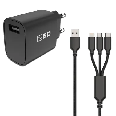 Obrázek produktu pro 2GO Ladegerät 15W inkl. Kabel 1xUSB-A 1xMicroUSB 1xLightn sw