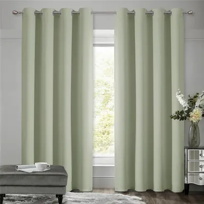 Produktbild von Verdunkelungsvorhänge mit Ösen 2er Set H175x B140 cm Salbeigrün Thermovorhang Kälteschutz Blickdicht