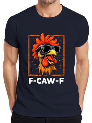 Produktbild von F-CAW-F lustiger Hahn Sonnenbrille Huhn Bauernhof Geschenk Meme Herren T-Shirt, Navy, 3XL
