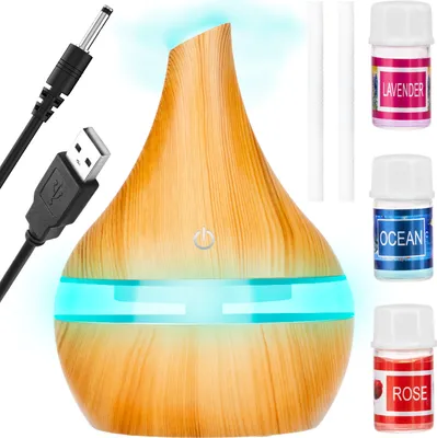 Obrázek produktu pro Difuzér zvlhčovač vzduchu 300ml aroma oleje USB 10950, barva: světle hnědá