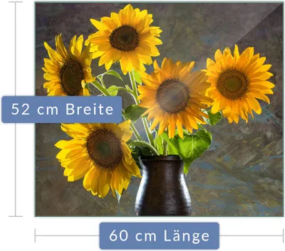 Produktbild von Herdabdeckplatte Abdeckung Glaskeramikfeld Abdeckplatte 1-Teilig 60x52 Sonnenblume