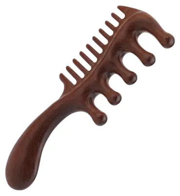 Image de Massageur pour le cuir chevelu en bois, 2 en 1, avec des dents larges et fines, muni d'une poignée, pour hommes et femmes