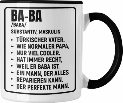 Produktbild von Trendation - Türkischer Vater Geschenk Tasse Türken Kaffeetasse Baba Papa (Schwarz)