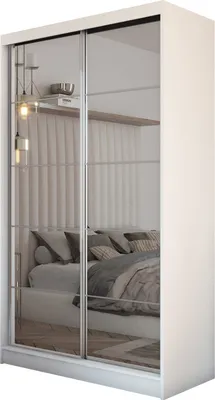 Produktbild von Masseno Schiebetürenschrank FIORELLA 120 cm Kleiderschrank Schlafzimmer Schrank 2-türig mit Spiegel Weiß