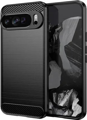 Produktbild von Conie Silikon Schutzhülle für Google Pixel 9 Pro Tasche Case Cover Bumper TPU Carbon Look Hülle in Schwarz