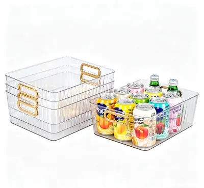 4er-Set durchsichtige Vorratsboxen mit Griffen, 28,6x22x10,5 cm