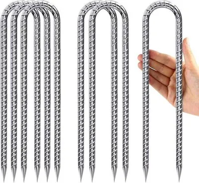 Produktbild von Famanu Erdnägel 30 cm U-Form - Verzinkte Metallhaken für Camping und Sicherung von Zelten und Zäunen