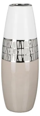 Obrázok produktu pre Gilde Vase, "Pico", keramika, béžová, biela, balenie 2 ks, dĺžka 12,5 cm, šírka 12,5 cm, výška 29 cm, kód: 32404, EAN: 4063387324042