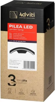 Obrázek produktu pro LED Zahradní lampa Adviti PILEA 9W 700lm, IP54, 4000K, černá