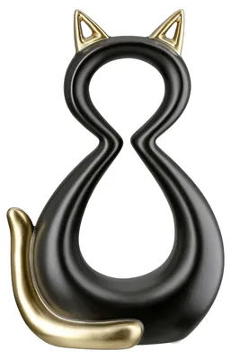 Immagine prodotto di Gilde Figur, gatto, "Catty", Vetroceramica, nero, dorato, confezione da 2, lunghezza: 7 cm, larghezza: 14 cm, altezza: 22 cm. Codice prodotto: 55417. Codice a barre: 4063387554173