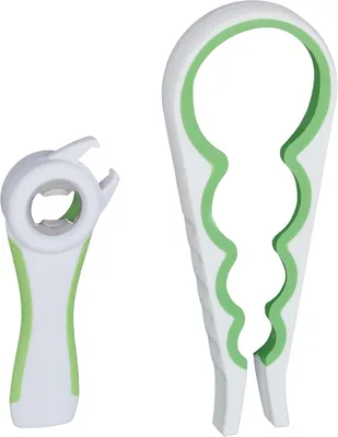 Produktbild von Flaschenöffner – Set mit 2 Universalöffnern – Vielseitiger Öffner für Gläser und Flaschen – Weiß-Grün