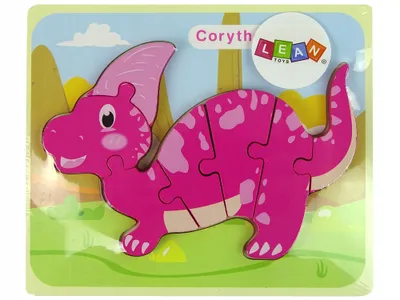 Image de Puzzle en bois Dinosaure Corythosaure Rose Spinosaurus Violet