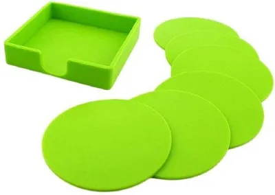 Image de Inserts ronds en verre, 9,8 cm, verts, avec silicone antidérapant
