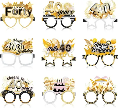 Produktbild von Papierbrillen 18 Stück, 9 Designs, Einheitsgröße, für Geburtstagsfeiern