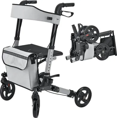 Obrázek produktu pro Zdravotní chodítko Vital 51034, hliníkový rolátor, se sedátkem, skládací, lehké, výškově nastavitelné, 65 x 68 x 80 až 98