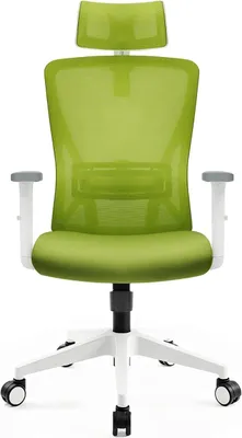 Produktbild von Hoolamiye Bürostuhl Ergonomisch 150 kg belastbar mit Kopfstütze & Lordosenstütze, Mesh Schreibtischstuhl, 90°,130° Wippfunktion, Grün