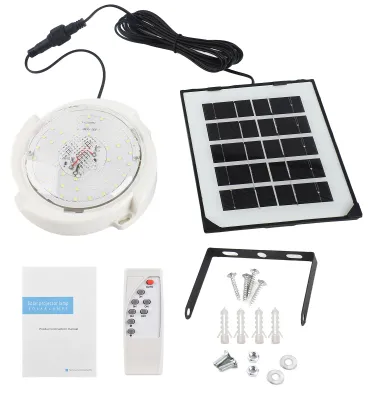 Image de Lampe solaire 45 W avec télécommande – Lampe suspendue solaire à 50 LED, intensité réglable, pour l'intérieur et l'extérieur, le garage, le jardin, la grange et la cour
