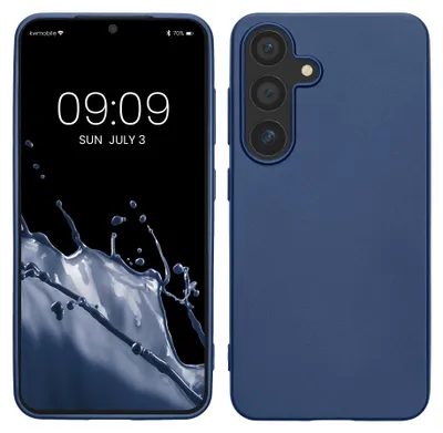 Produktbild von kwmobile Handyhülle für Samsung Galaxy S25 Hülle - Silikon Case metallisch schimmernd - Schutzhülle Cover - Metallic Blau