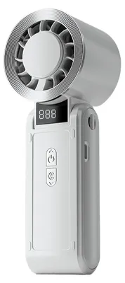 Produktbild von Zimilo Tragbarer Faltbarer Handventilator mit 40000 U/min, 3600 mAh Akku, 18 Stunden Laufzeit, 5 Geschwindigkeitsstufen & Digitalanzeige, Weiß