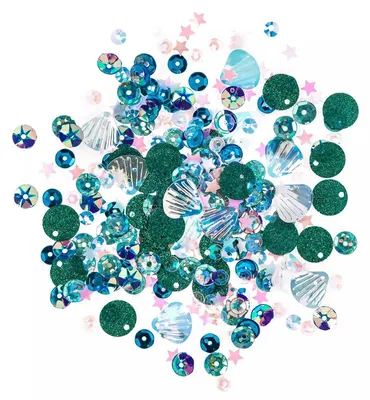 Image de Paillettes décoratives irisées, coquillages, 15 g