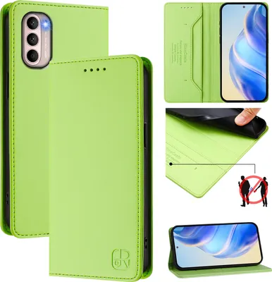 Obrázek produktu pro Kožené pouzdro pro Motorola Moto G31/Moto G41, flipové pouzdro s přihrádkami na karty, peněženkou a stojánkem Zelený