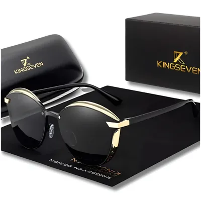 Zdjęcie produktu dla Okulary Przeciwsłoneczne Damskie Kingseven Kocie Polaryzacja Uv400 + Etui