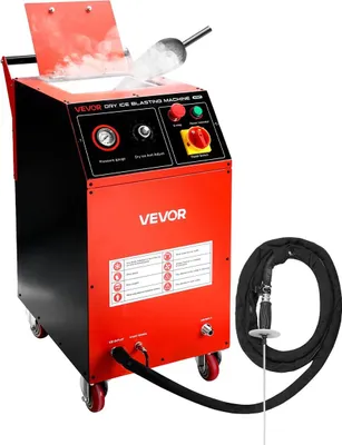 Immagine prodotto di Macchina per la pulizia con ghiaccio secco, capacità 16,5 libbre (7,5 kg), con 4 ugelli, pressione e quantità di ghiaccio secco regolabili, pulitore mobile per il settore automobilistico, navale, aeronautico e chimico.