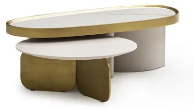 Obrázok produktu pre Konferenčný stolík Obývačkový stolík Odkladací stolík Konferenčný stolík Moderná keramika 2 ks.