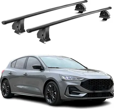 Imagen del producto de Soportes para techo de acero para Ford Focus IV, versión familiar con portón trasero, modelos 2018-2025, con certificación de 2 piezas, color