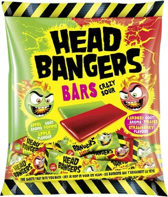 Immagine prodotto di Head Bangers Barrette Crazy Sour gusto mela e fragola 200g