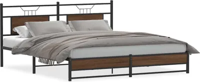 Produktbild von Metallbett ohne Matratze Braun Eichen-Optik 183x213 cm