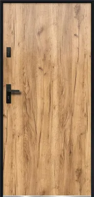 Produktbild von Eingangstür aus massivem Stahl - H 207 x B 100 cm - Eiche-Effekt - Druck rechts - AGUEDA