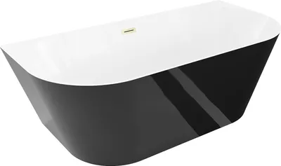Immagine prodotto di Mexen Oval Slim vasca da bagno indipendente a parete 170 x 80 cm, bianca/nera, troppopieno dorato spazzolato - 52661708075-55
