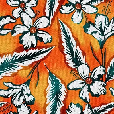 Image de OUTDOOR DÉCORDS OXFORD - motif fleurs sur orange I DX372