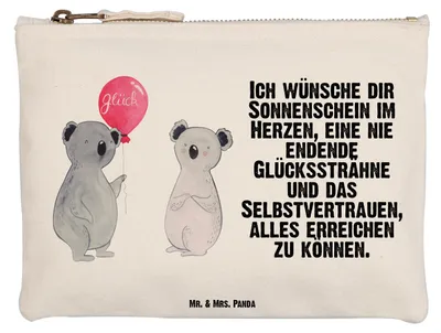 Produktbild von Mr. & Mrs. Panda Beauty Bag Koala Luftballon Größe M - Weiß - Geschenk, Kulturtasche, Geburtstag, Party, Etui, Baumwolltasche, Kosmetiktasche, Pouch, Federmappe