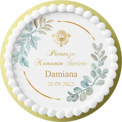 Zdjęcie produktu dla Opłatek Na Tort 20Cm - Komunijny Opłatek Komunia + Imię 16Cm 18Cm