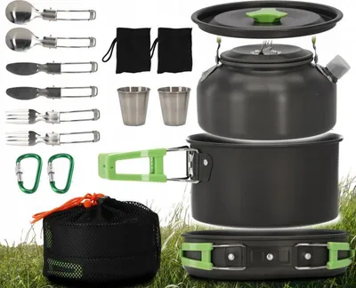 Produktbild von Wandern Kochgeschirr Töpfe Set Camping Camping Wasserkocher 18In1