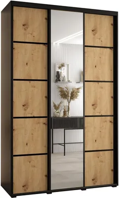 Produktbild von MEBLE KRYSPOL Davos 5 Schrank, drei Türen - 235,2x160x45 cm - Schwarz Artisan Schwarz