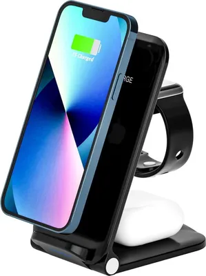 Produktbild von QI Wireless Ladegerät 3in1 Charger Ladestation für Apple Watch iPhone Samsung