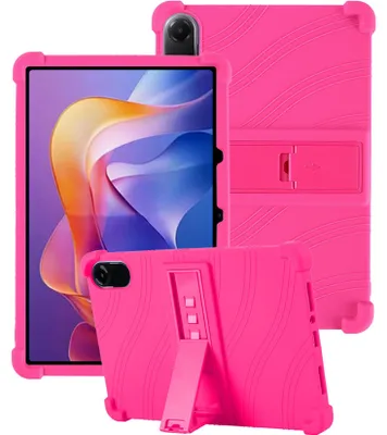 Image de Étui de protection pour tablette Xiaomi Redmi Pad 2 11" (2025), en silicone souple résistant aux chocs, avec support, couleur rose