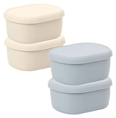 Immagine prodotto di Omgoods - Contenitori per snack da 200 ml - In silicone - Riutilizzabili - Antiscivolo - Impilabili - Adatti al microonde e al congelatore - Contenitori per conservare gli alimenti