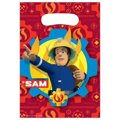 Zdjęcie produktu dla Amscan 9902179 - Torebki na przyjęcie, Strażak Sam, 8 sztuk, 23 x 16,5 cm, upominki, przyjęcie urodzinowe dla dzieci