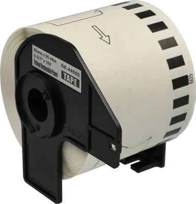 Produktbild von vhbw Rolle mit Halter 62mm x 30,48m kompatibel mit Brother P-Touch QL-710W, QL-700, QL650TD Drucker - Selbstklebend, Wiederablösbar Gelb Schwarz